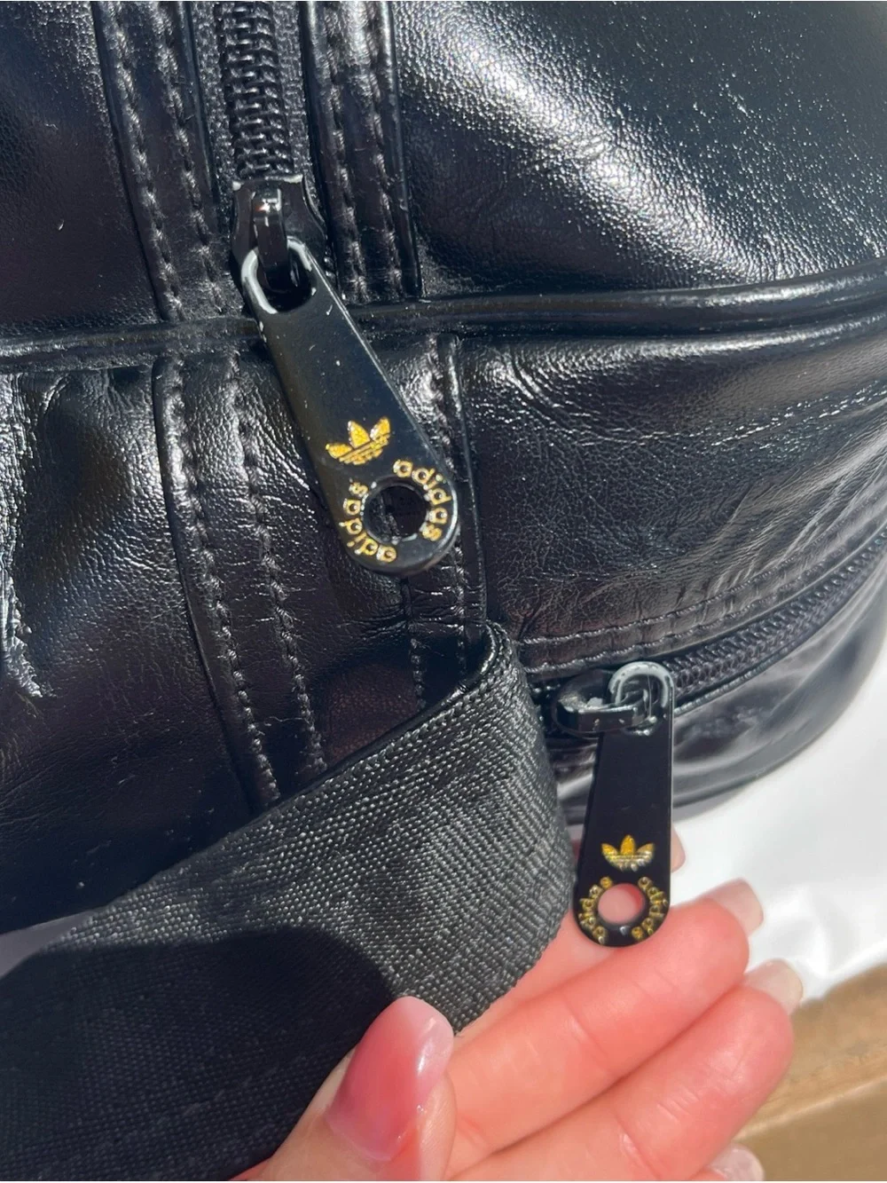 adidas Black and Gold Trefoil Messenger Bag